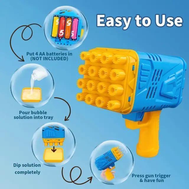 Exciting Multicolor Bubble Gun - 1 Pc Plastic Fun Toy for Kids